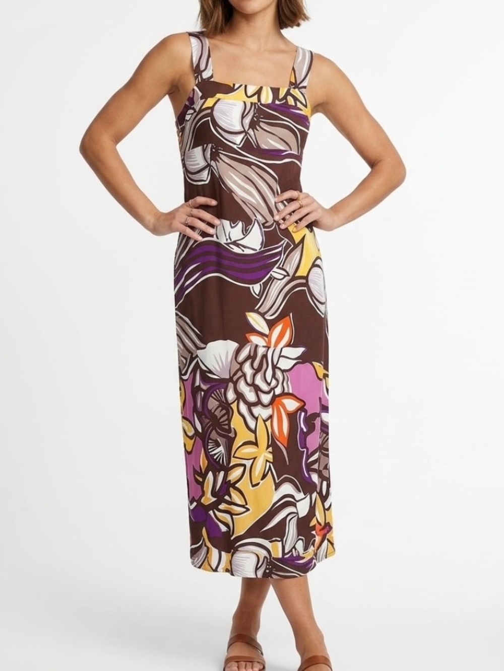 1.STATE Vibrant Tiered Sleeveless Maxi Dress Sundress Swim CoverUp Boho Sz M